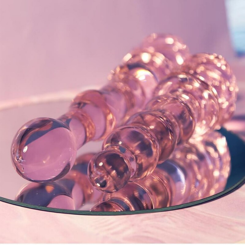 Скляний фалоімітатор Dreamtoys Glaze Glass Rosebud рожевий, 20 х 3.1 см - Изображение 7