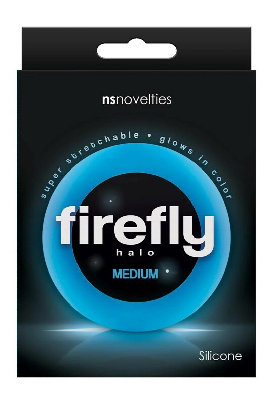 Ерекційне кільце NS Novelties Firefly Halo Medium світиться в темряві, блакитне, 5.3 х 5.3 см - Зображення 2