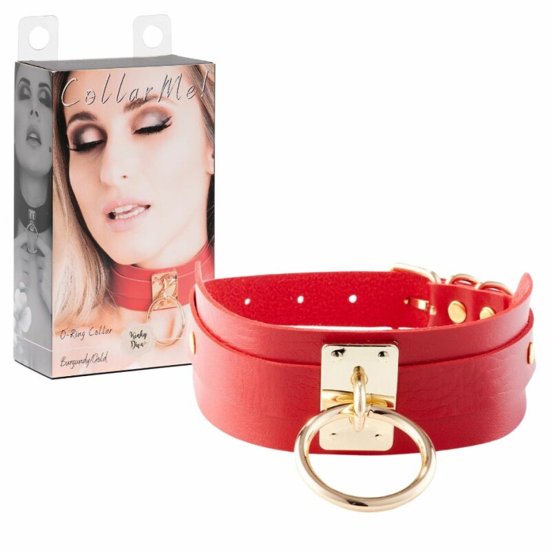 Нашийник з кільцем Kinky Diva O-Ring Collar Red/Gold червоний з золотими деталями - Зображення 5