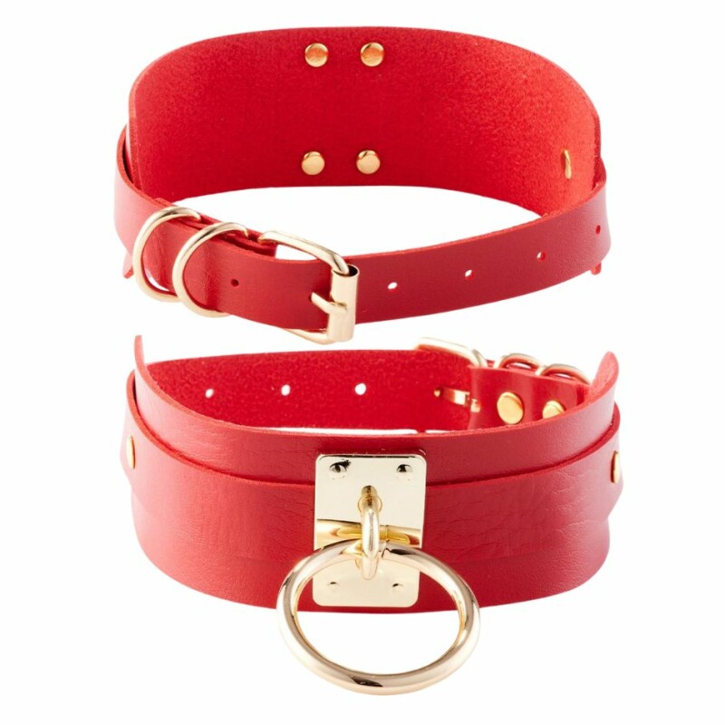 Нашийник з кільцем Kinky Diva O-Ring Collar Red/Gold червоний з золотими деталями - Зображення 6