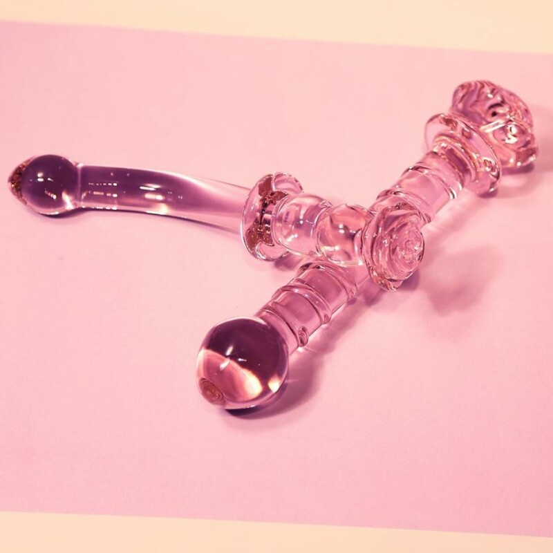 Фалоімітатор зі скла для точки G Dreamtoys Glaze Glass Rosebud рожевий, 22.8 х 4 см - Зображення 2
