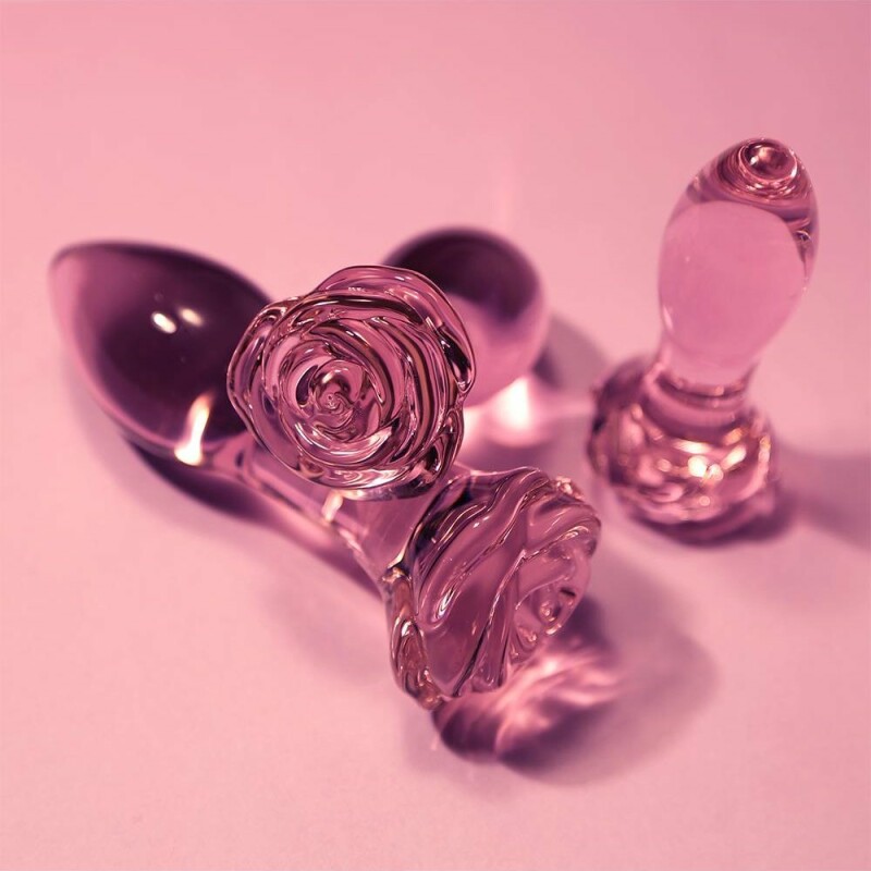 Набір анальних пробок Dreamtoys Rosebud скляний, рожевий, 3 шт - Зображення 5