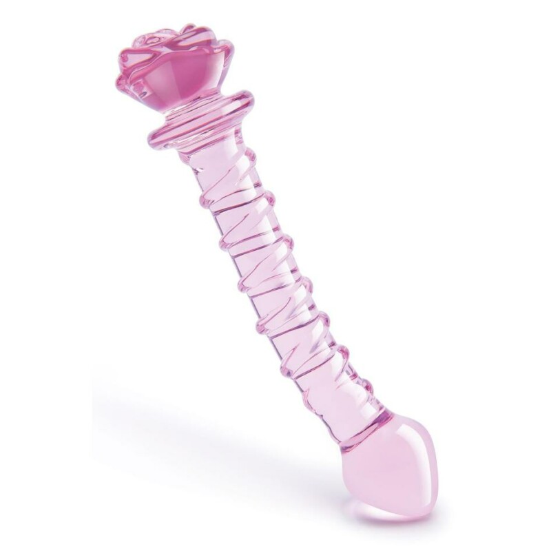Фалоімітатор зі скла для точки G Dreamtoys Glaze Glass Rosebud рожевий, 22.8 х 4 см - Зображення 5