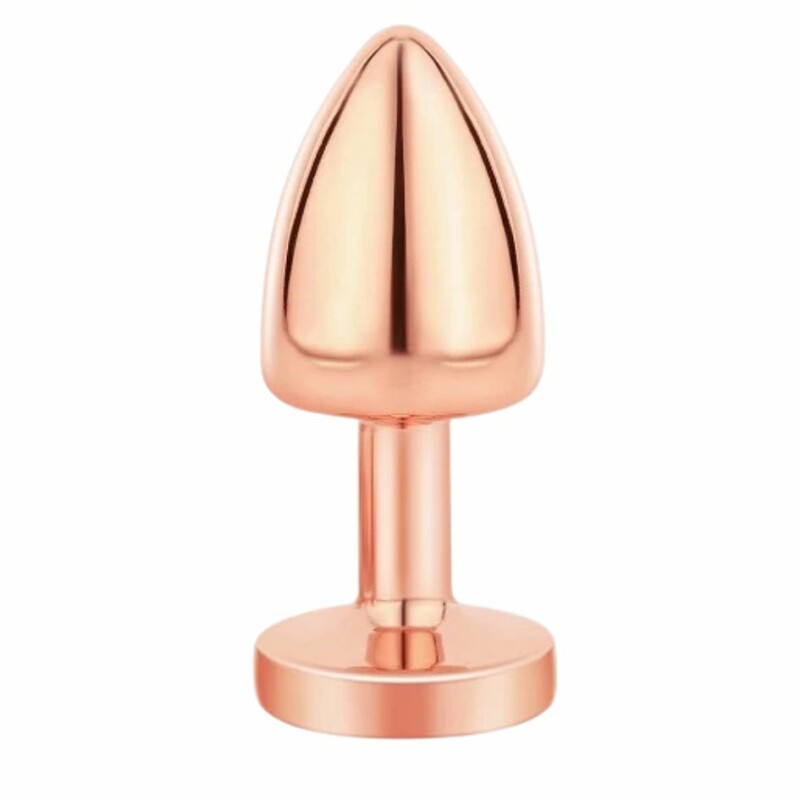 Анальна пробка NO TABOO MINI Rose, 38 г, металева, рожеве золото з прозорим каменем, 6 х 2.5 см - Изображение 5