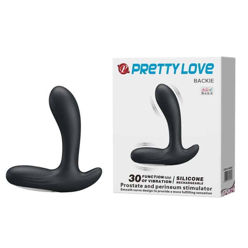 Вібромасажер простати Pretty Love Beckie рельєфний, чорний, 12.5 х 3.5 см