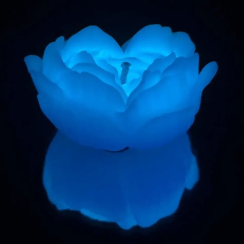 Свічка троянда люмінісцентна GlowKink 62 г, низькотемпературна, L, для БДСМ, блакитна