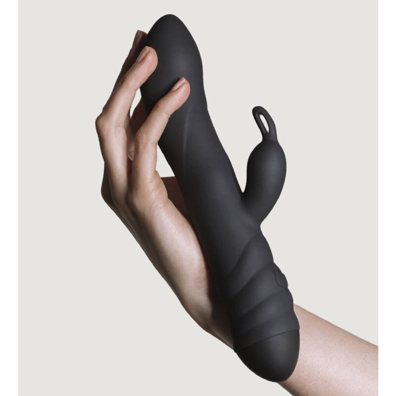 Вібратор-кролик Adrien Lastic Twister з ротацією, чорний, 23 х 4 см - Изображение 2