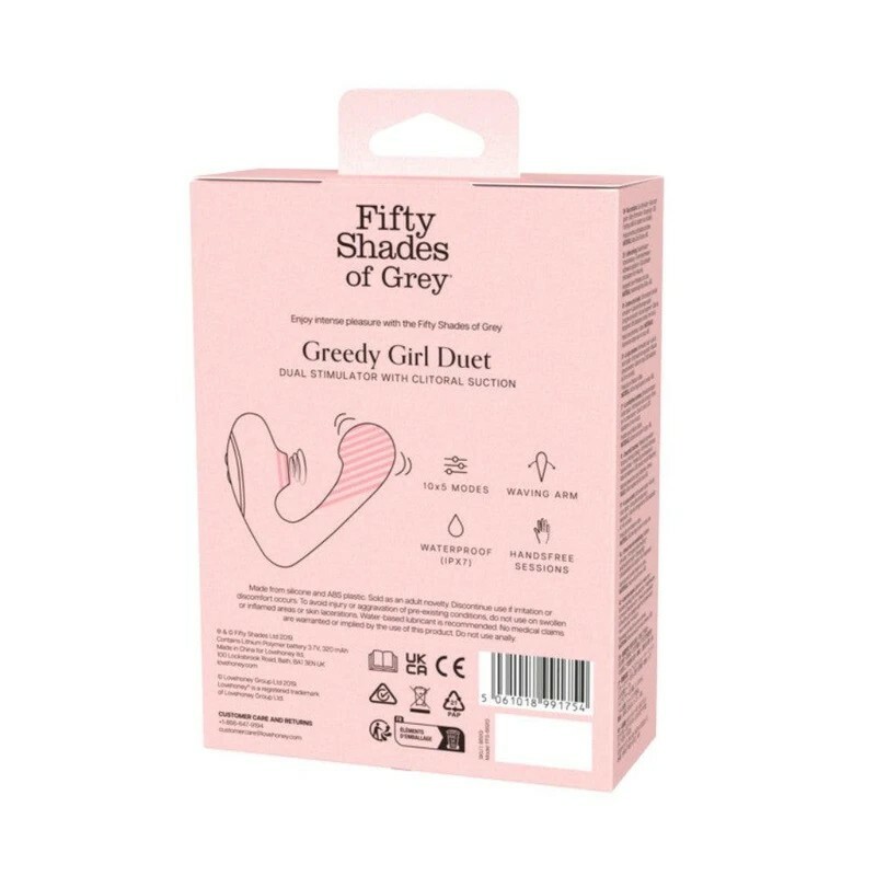 Вібратор Fifty Shades of Grey Greedy Girl з вакуумною стимуляцією, чорний, 14 х 4 см - Зображення 3