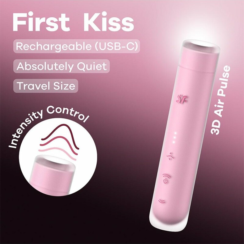 Вакуумний стимулятор Satisfyer First Kiss для клітора, рожевий, 12.5 х 2.5 см - Зображення 5