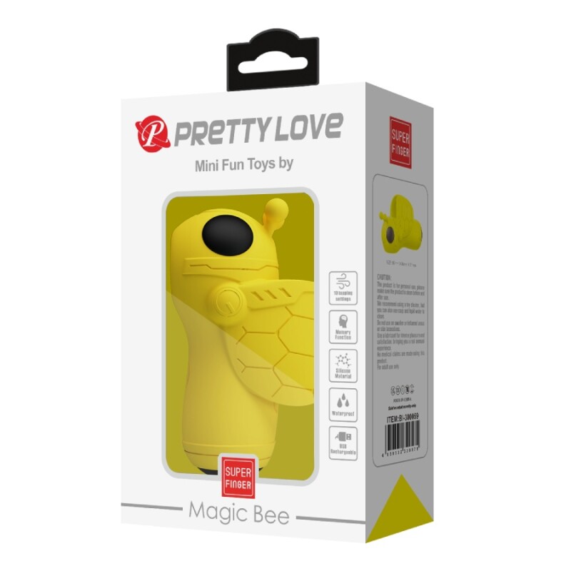 Вібратор на палець Pretty Love Magic Bee з кліторальною пульсацією, жовтий, 6.9 х 3 см - Зображення 9