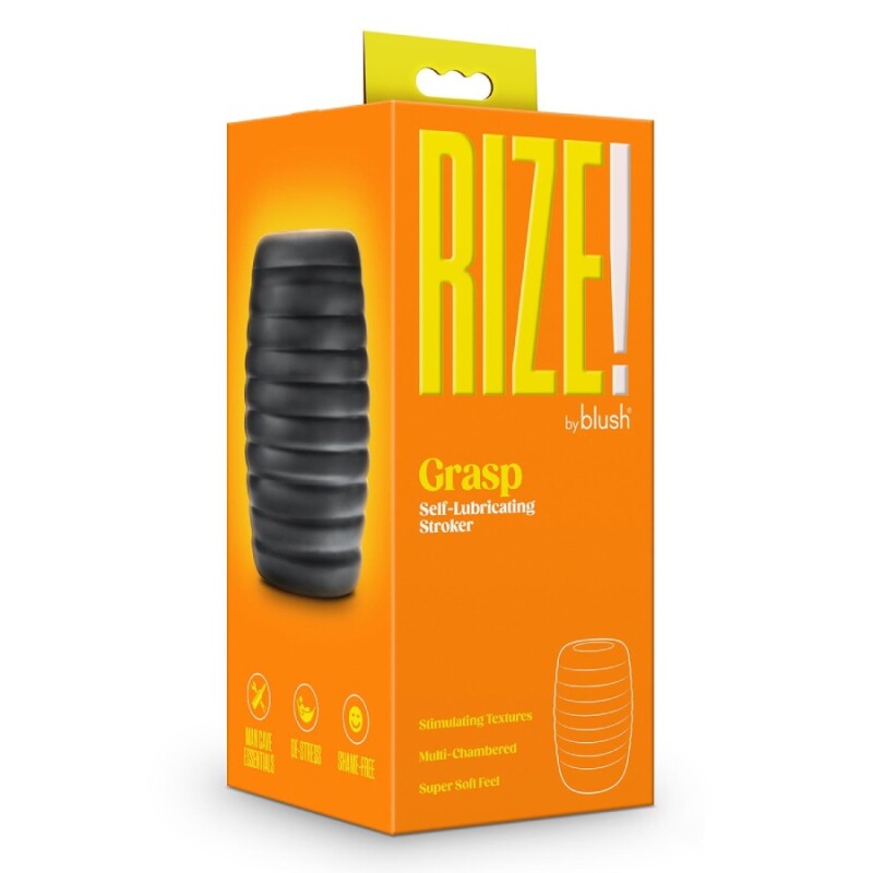Мастурбатор самозмащувальний Blush Rize з відкритим кінцем, чорний, 10.1 х 2.5 см - Зображення 1