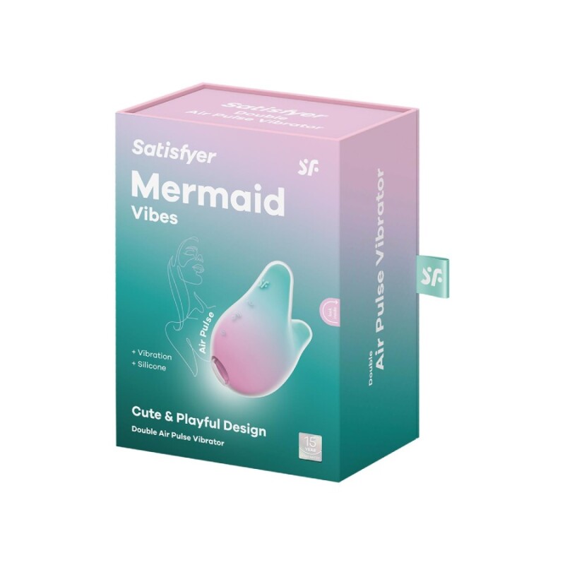 Вакуумний стимулятор Satisfyer Mermaid Vibes з вібрацією, рожево-зелений, 9.5 х 1.5 см - Зображення 1