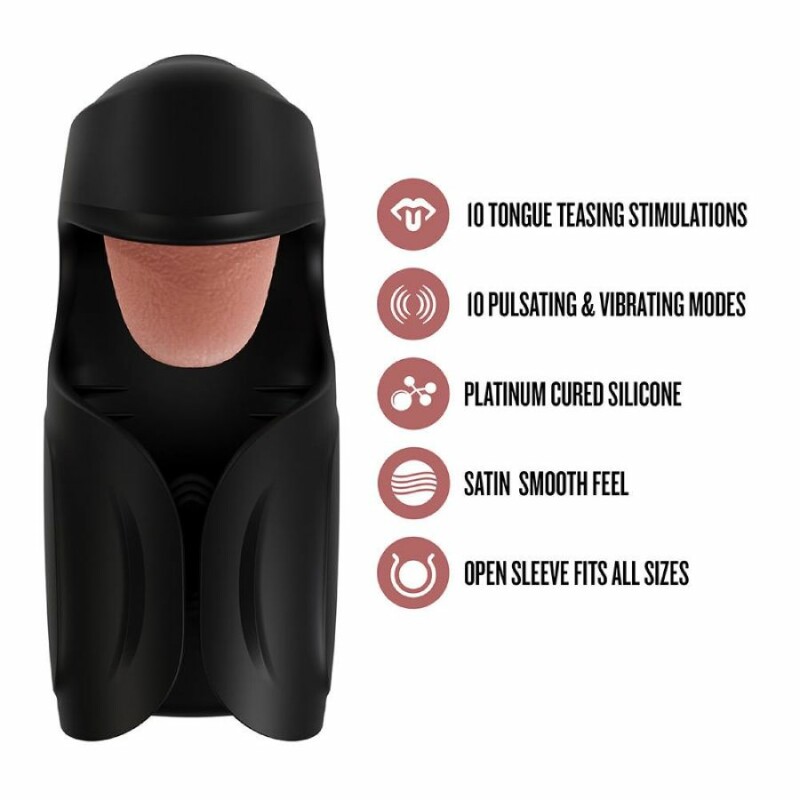 Мастурбатор з вібрацією Blush M for Men зі стимулюючим язичком, чорний, 14.6 х 6.4 см - Зображення 6