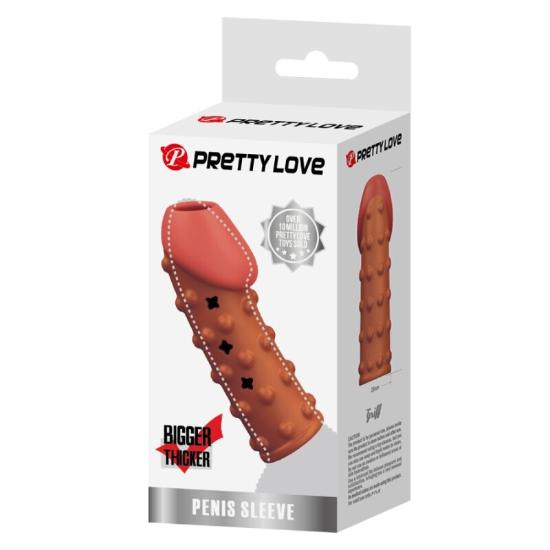 Насадка на пеніс Pretty Love рельєфна, з пупирками, бежева, 19.8 х 2.8 см - Зображення 8