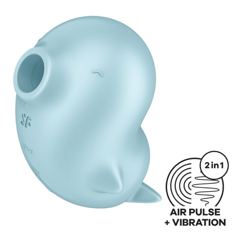 Вакуумний стимулятор Satisfyer Sassy Seal з вібрацією, блакитний, 9.5 х 9.5 см