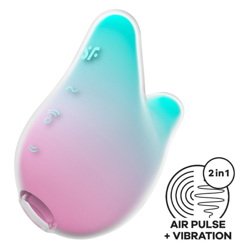 Вакуумний стимулятор Satisfyer Mermaid Vibes з вібрацією, рожево-зелений, 9.5 х 1.5 см