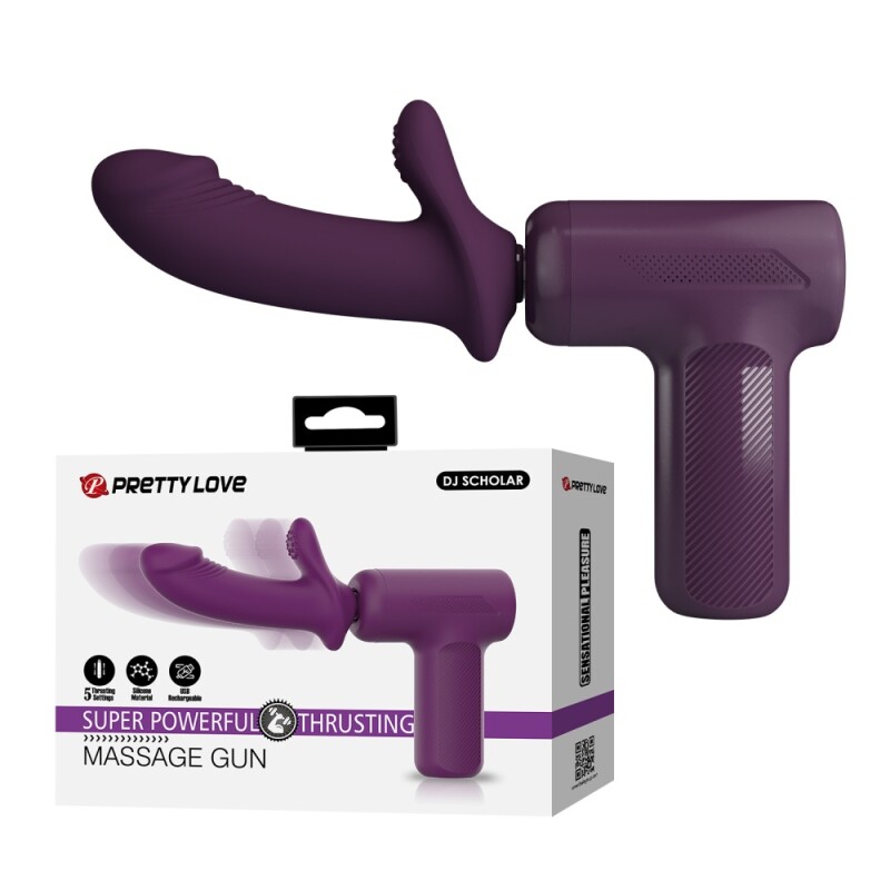 Вібратор-пістолет Pretty Love Massage Gun з фрикціями, фіолетовий, 13.6 х 3.9 см