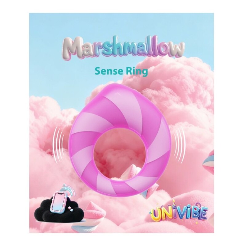 Ерекційне віброкільце з додатком Univibe Marshmallow Sense Ring рожеве, 7.4 х 6.7 см