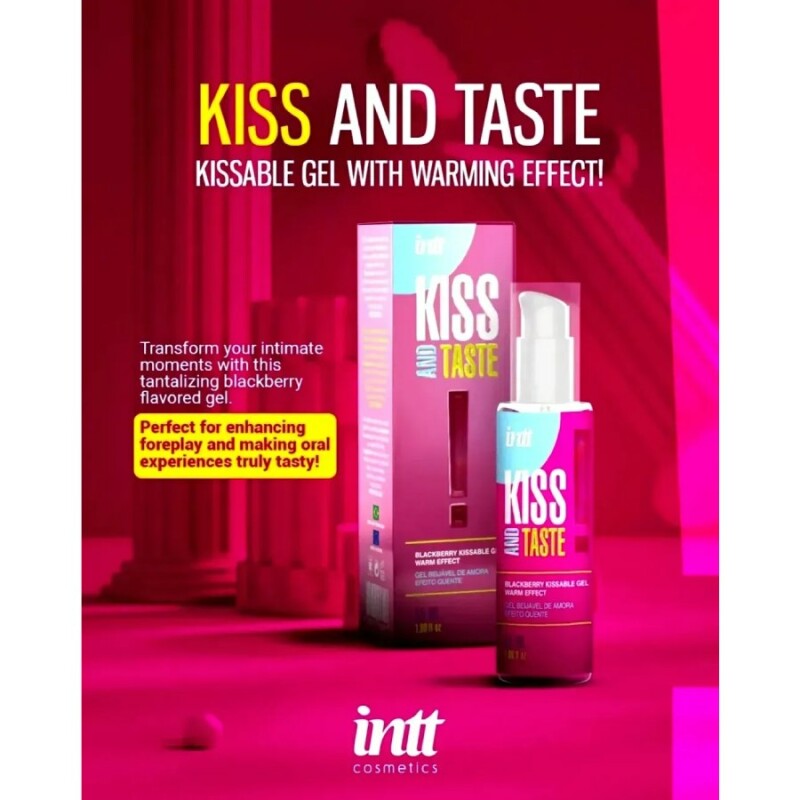 Їстівний зігріваючий лубрикант INTT Kiss and Taste Blackberry зі смаком ожини, 55 мл - Зображення 2