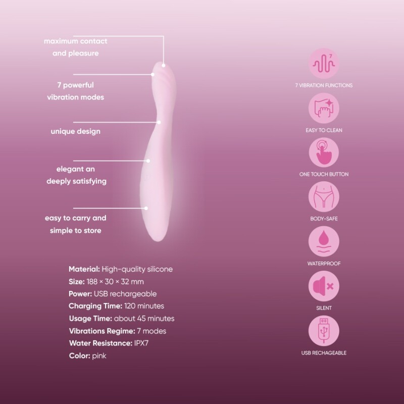 Вібратор Sweet Em Curve Vibe для точки G, рожевий, 18.8 х 3.2 см - Изображение 2