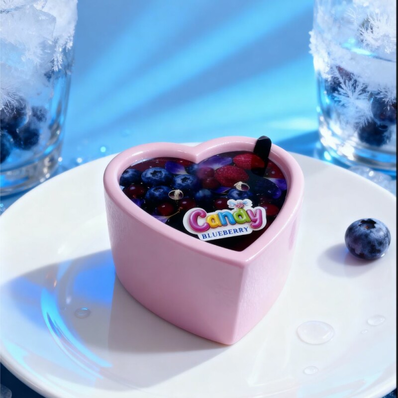 Масажна свічка з ароматом чорниці, 70 мл, Candy Blueberry у формі серця - Зображення 3