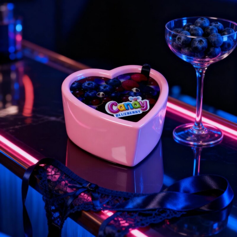 Масажна свічка з ароматом чорниці, 70 мл, Candy Blueberry у формі серця - Зображення 7