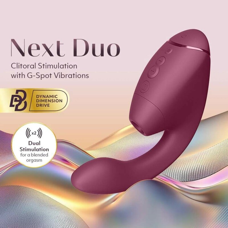 Вакуумний стимулятор Womanizer Next Duo з вібрацією, рожевий, 19.3 х 5.6 см - Зображення 3