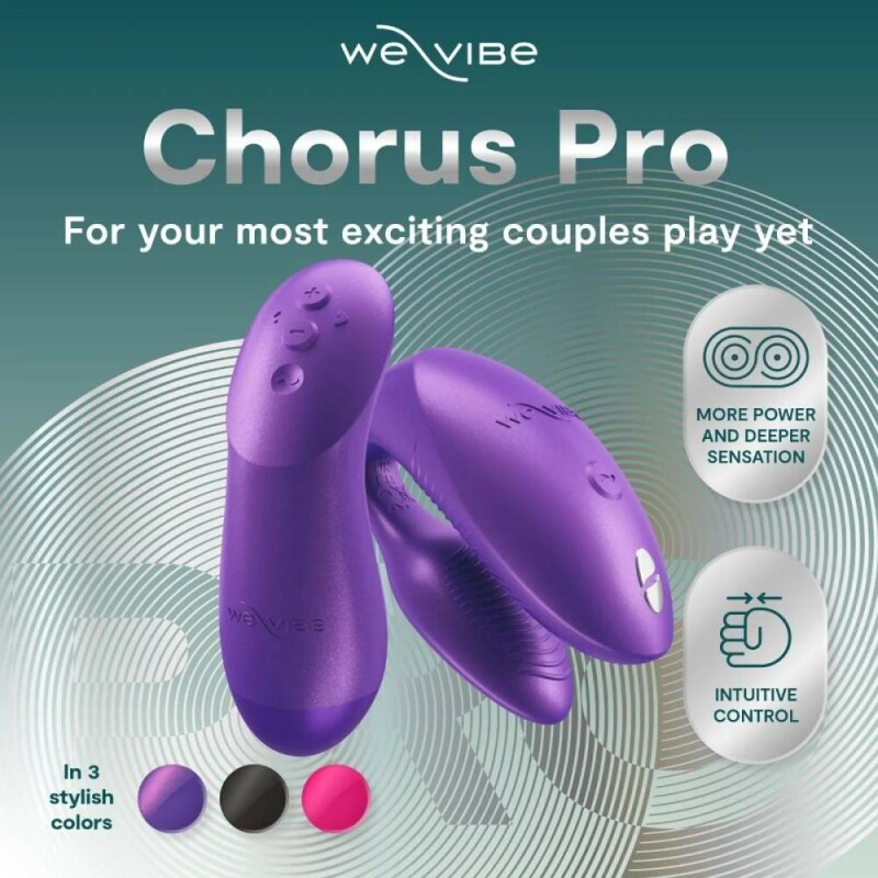 Вібратор для пар We-Vibe Chorus Pro з пультом і додатком, фіолетовий, 8 см - Зображення 8