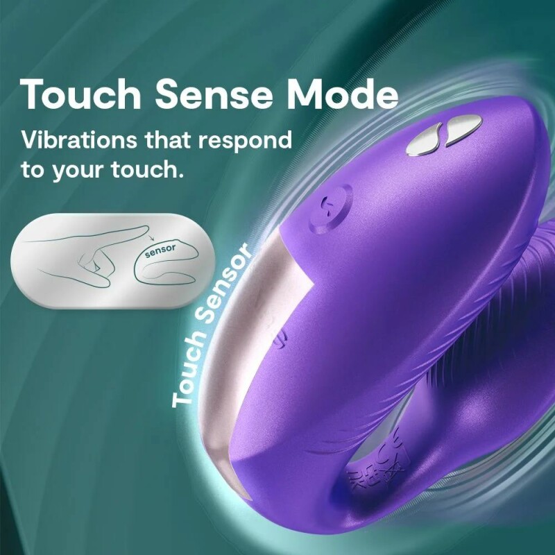 Вібратор для пар We-Vibe Chorus Pro з пультом і додатком, фіолетовий, 8 см - Зображення 9