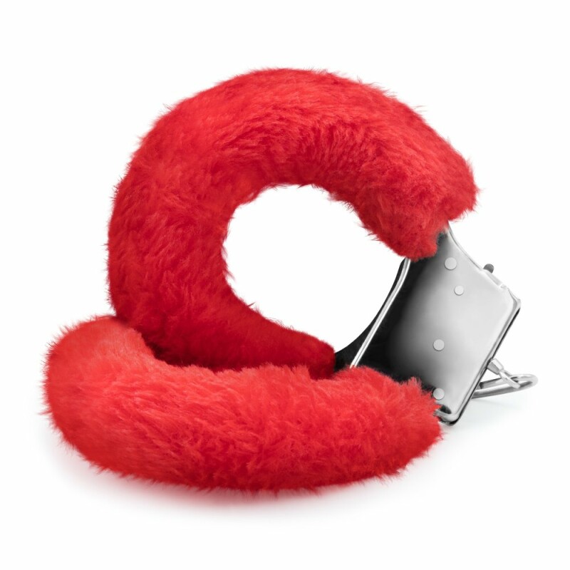 Наручники металеві Crushious Love Cuffs зі штучним червоним хутром, сріблясті - Зображення 3