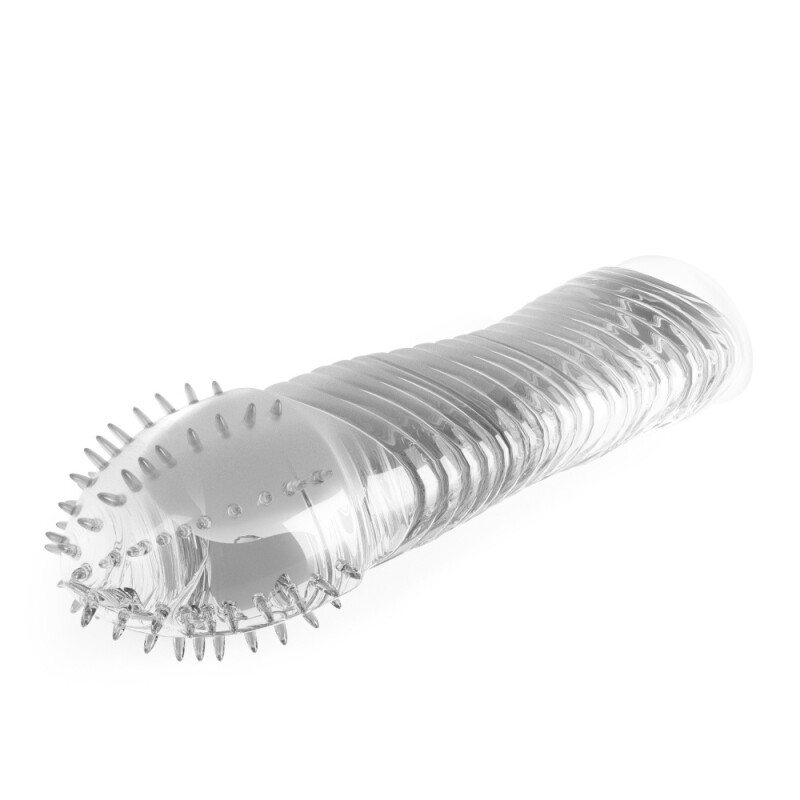 Насадка на пеніс Crushious Ribbed ребриста, прозора, 15.5 х 3.3 см - Зображення 4