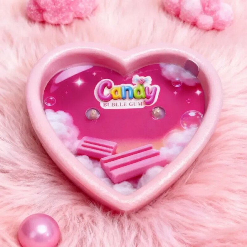 Масажна свічка з ароматом жуйки, 70 мл, Candy Bubble Gum у формі серця - Зображення 1