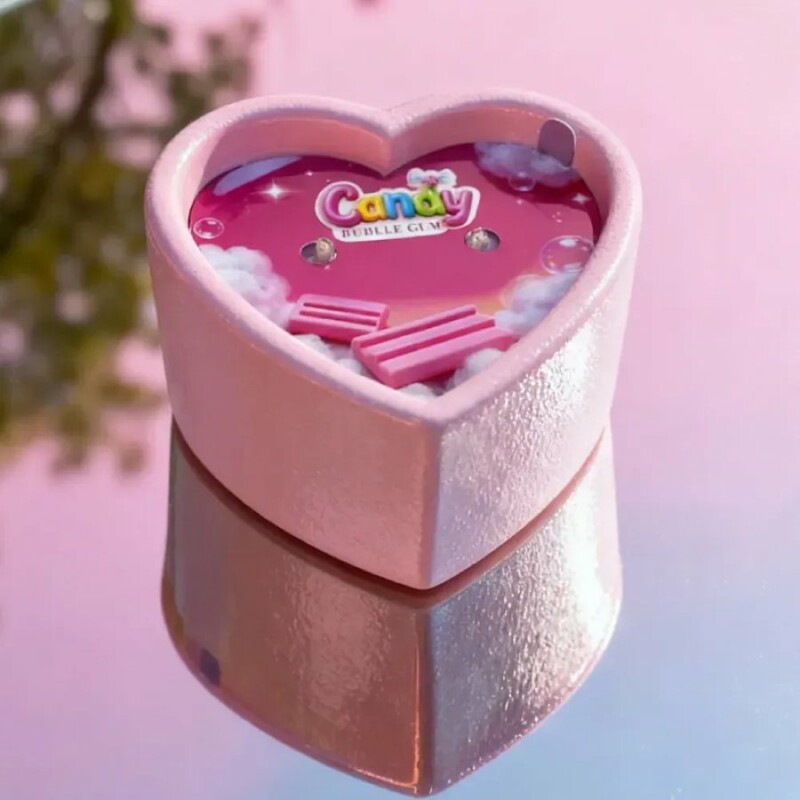Масажна свічка з ароматом жуйки, 70 мл, Candy Bubble Gum у формі серця - Зображення 8