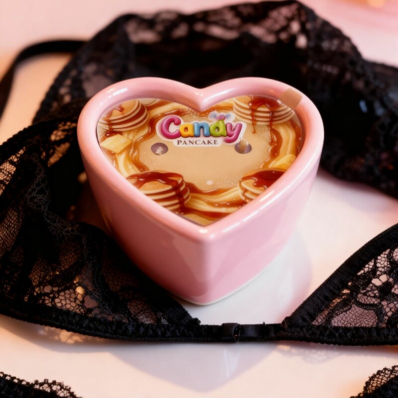 Масажна свічка з ароматом панкейка, 70 мл, Candy Pancake у формі серця - Зображення 4