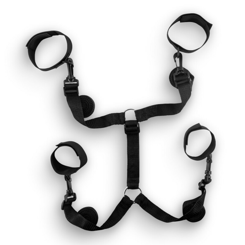 Фіксатори для ліжка Crushious Bed Restraints з манжетами та ременями, чорні - Зображення 6