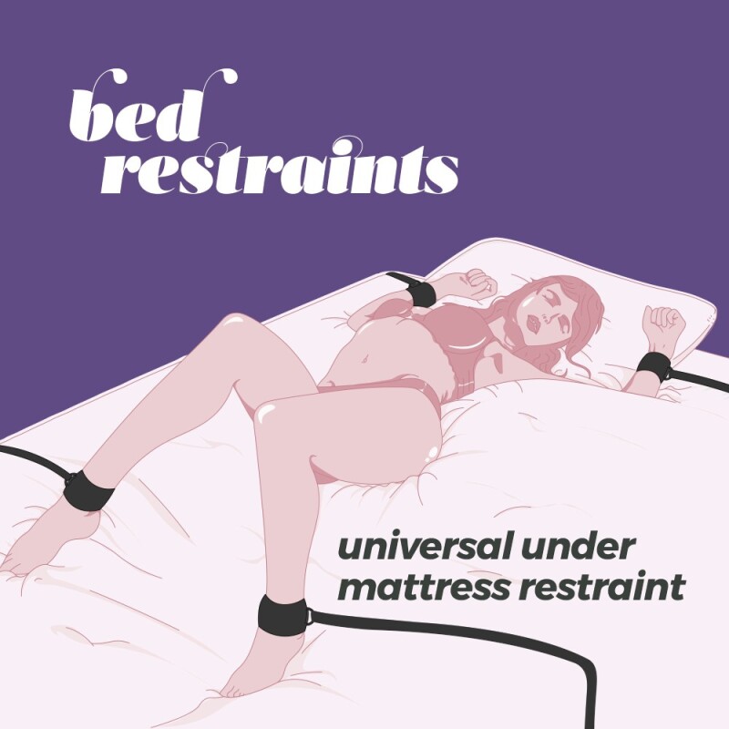 Фіксатори для ліжка Crushious Bed Restraints з манжетами та ременями, чорні - Зображення 1