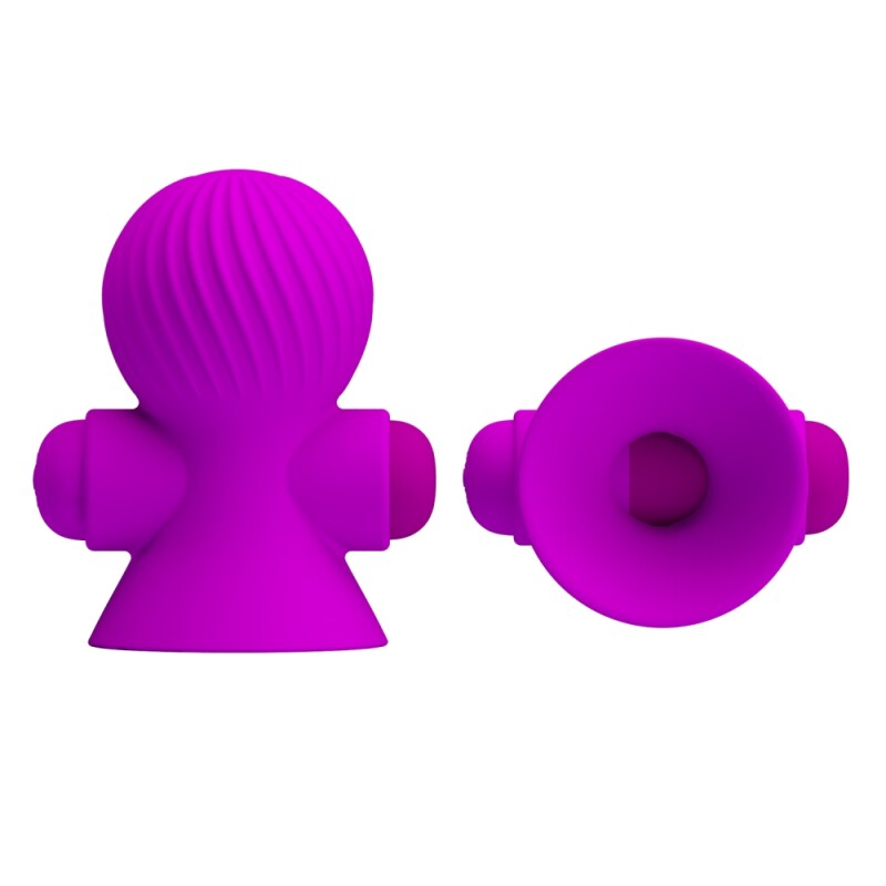 Вібростимулятори для сосків Pretty Love Nipple Sucker, 12 режимів, фіолетові, 7.2 х 4.5 см - Зображення 3