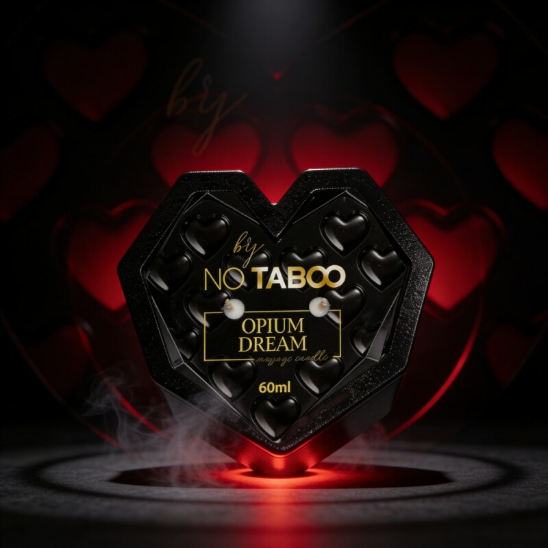 Масажна свічка у формі серця, 60 мл, NO TABOO Opium Dream квіти + спеції + ладан - Зображення 4