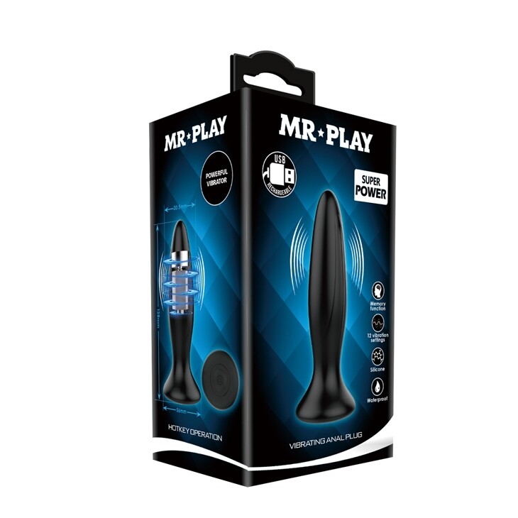 Анальний вібратор MR PLAY силіконовий, чорний, 12,8 х 3 см - Зображення 8