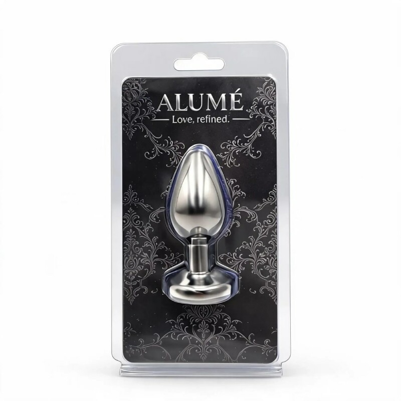 Анальна пробка ALUME, S, з каменем хамелеон, срібляста, 7.1 х 3.2 см - Зображення 1