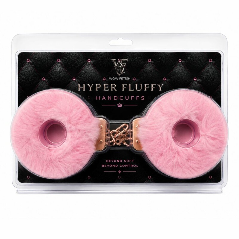 Наручники металеві WOW Fetish з рожевим хутром, золоті - Зображення 1