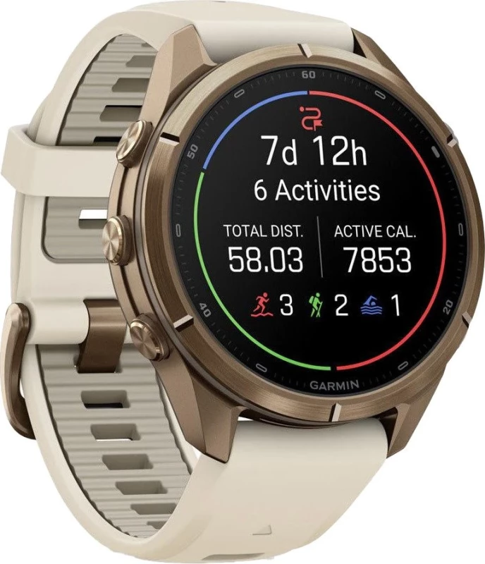 Смарт-часы Garmin Fenix 9 Pro inReach 43mm Autumn Gold Titanium with Cream/French Gray Silicone Band (010-04335-20/21) - Изображение 2