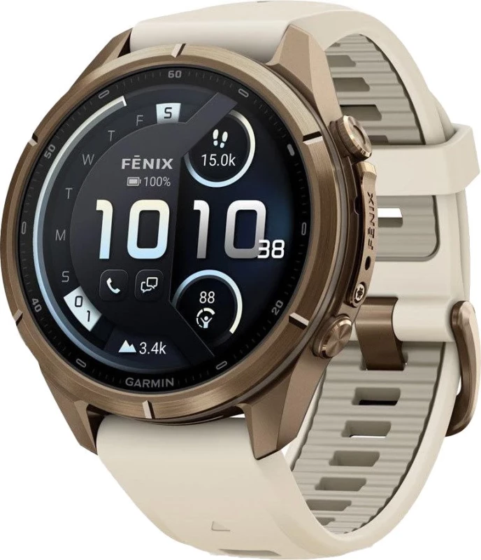 Смарт-часы Garmin Fenix 9 Pro inReach 43mm Autumn Gold Titanium with Cream/French Gray Silicone Band (010-04335-20/21)