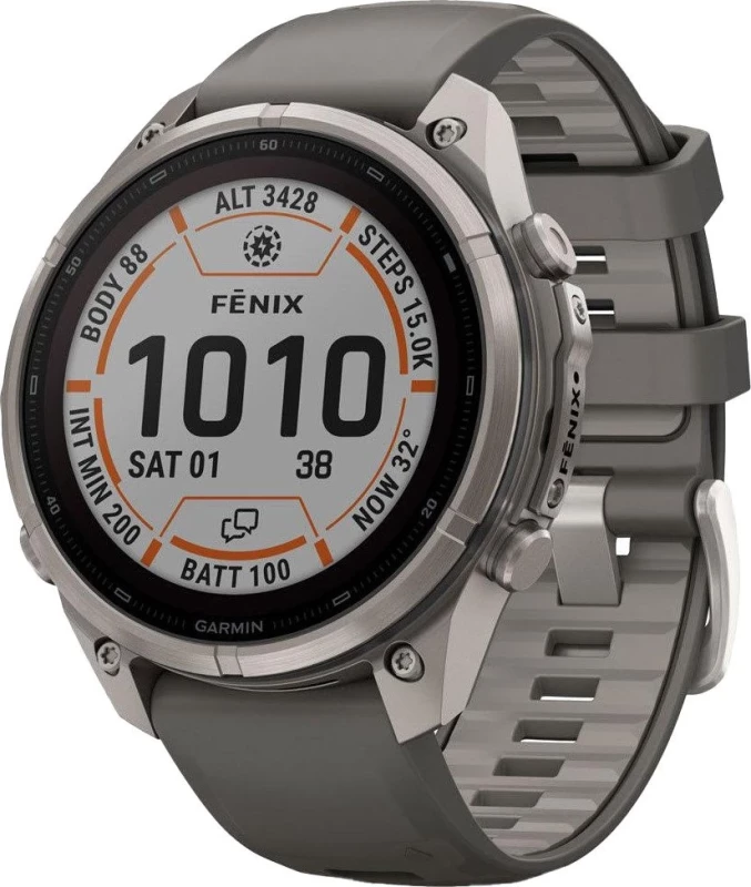 Смарт-часы Garmin Fenix 9 Pro inReach Solar 47mm Titanium with Pebble Gray/Silver Gray Silicone Band (010-04338-00/01)