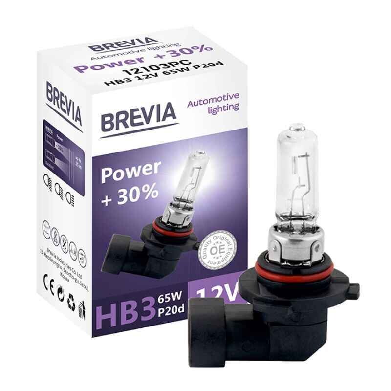 Галогенная автолампа HB3 Brevia Power повышенная яркость на 30 процентов 1 штука (12103PC)