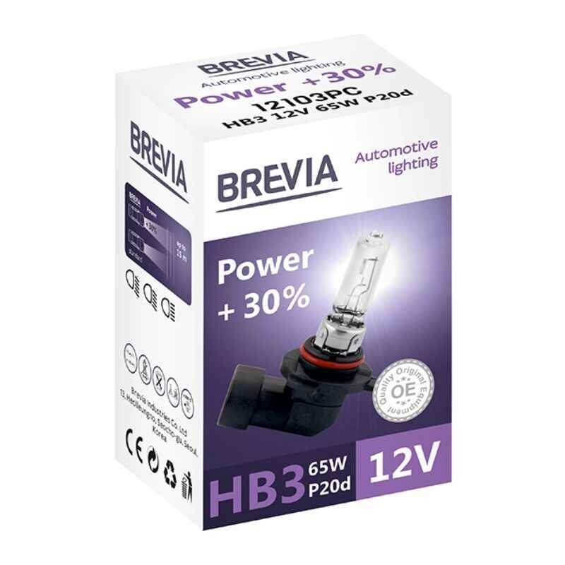 Галогенная автолампа HB3 Brevia Power повышенная яркость на 30 процентов 1 штука (12103PC) - Изображение 2