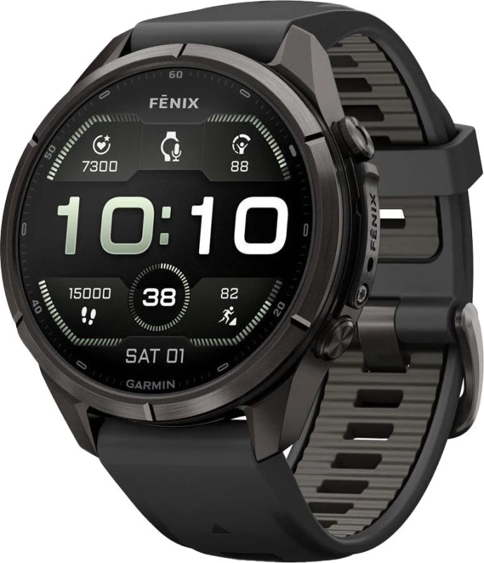 Смарт-часы Garmin Fenix 9 Pro 43mm Carbon Gray DLC Titanium with Black/Pebble Gray Silicone Band (010-04335-15/16)