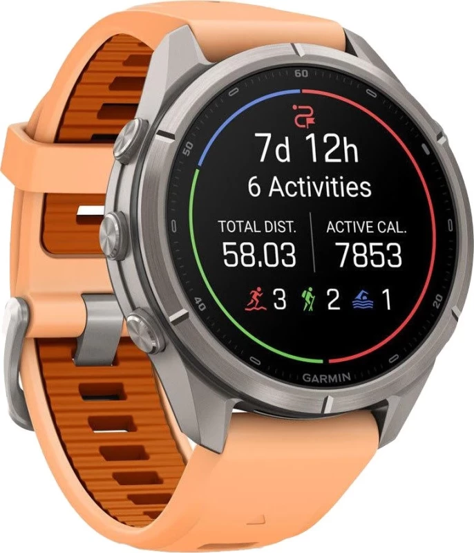 Смарт-часы Garmin Fenix 9 Pro inReach 43mm Titanium with Shell Pink/Autumn Orange Silicone Band (010-04335-00/01) - Изображение 2