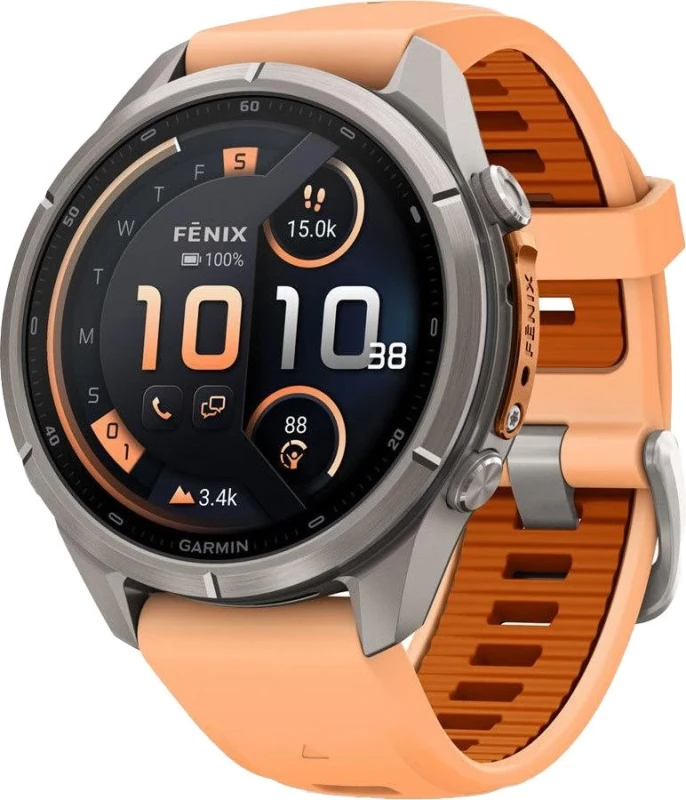 Смарт-часы Garmin Fenix 9 Pro inReach 43mm Titanium with Shell Pink/Autumn Orange Silicone Band (010-04335-00/01)