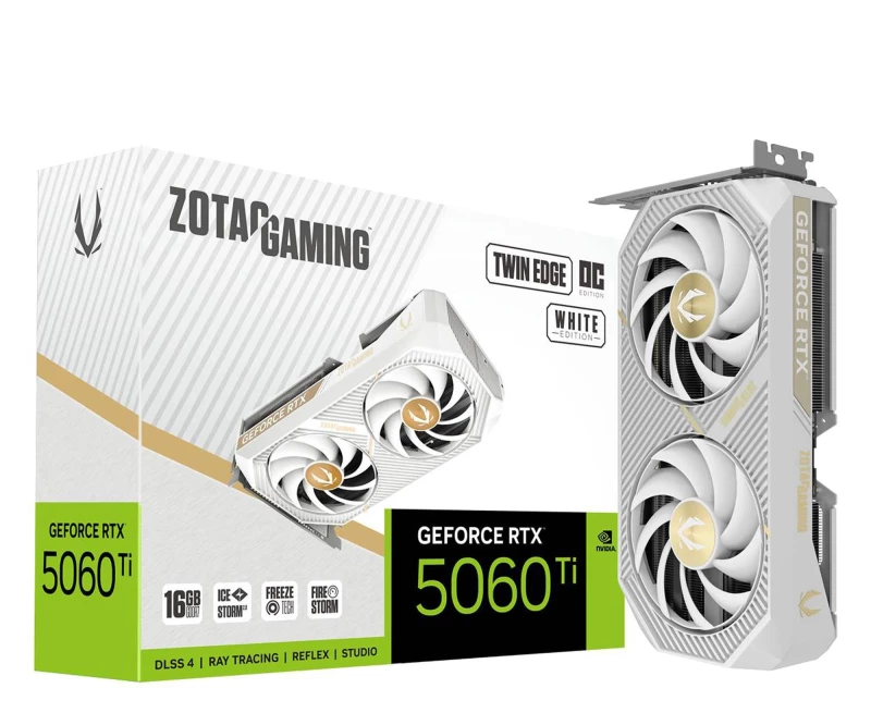 Zotac GeForce RTX 5060 Ti Twin Edge OC White 16GB GDDR7 DLSS4 (ZT-B50620Q-10M) EU
